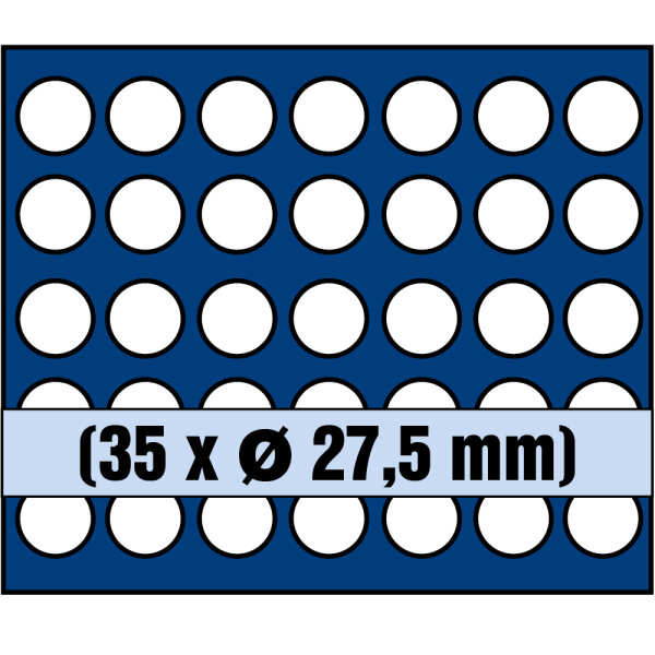 Tableau für 35 Münzen bis 27,5 mm Ø