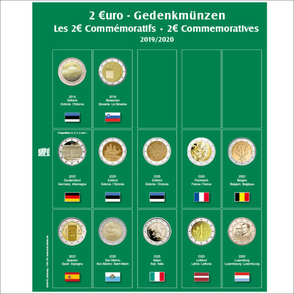 Münzblatt 2€ des Jahres 2019/2020