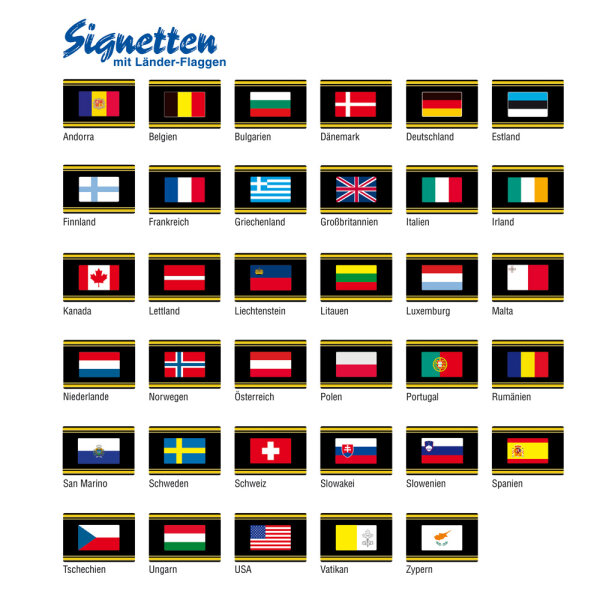 Signetten mit Länder-Flaggen