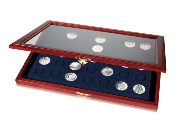 Münzen-Vitrinen mit runden Vertiefungen (5854, 5879, 5910, 5857, 5889)