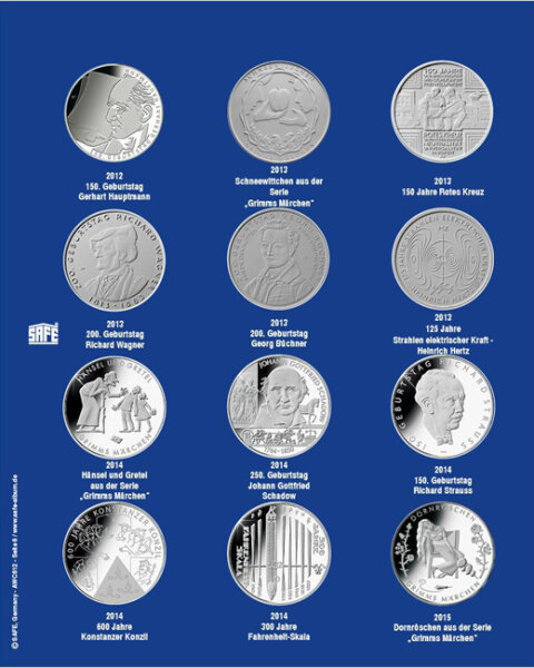 Nachtragsblatt 2014-2015  für 10 Euro Münzen in Kapseln