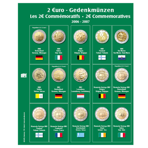 Premium Münzblatt 2€ der Jahre 2006-2007 Blatt 2