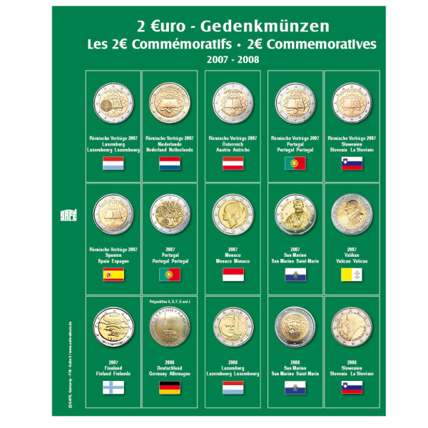 Premium Münzblatt 2€ der Jahre 2007-2008 Blatt 3