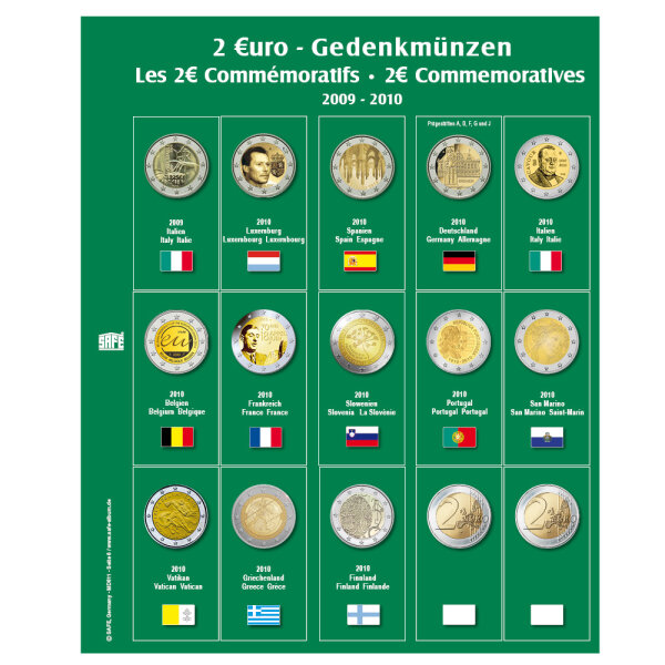 Premium Münzblatt 2€ der Jahre 2009-2010 Blatt 6