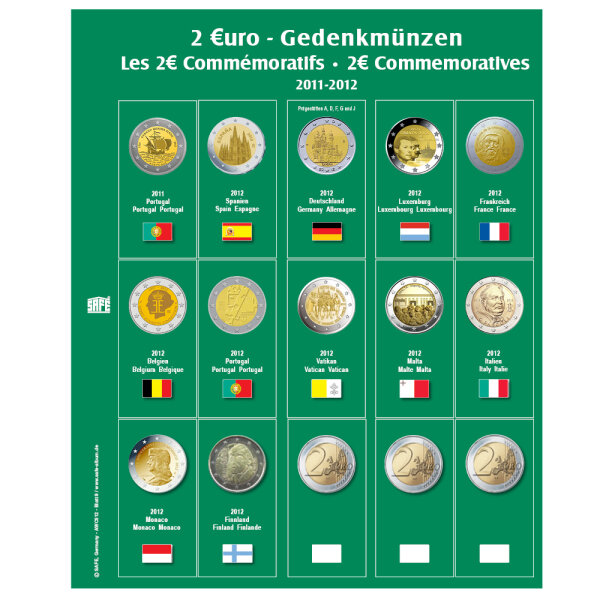 Premium Münzblatt 2€ der Jahre 2011 -2012 Blatt 9