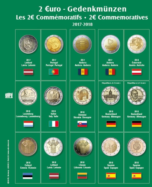 Premium Münzblatt 2€ der Jahre 2017-2018 Blatt 20