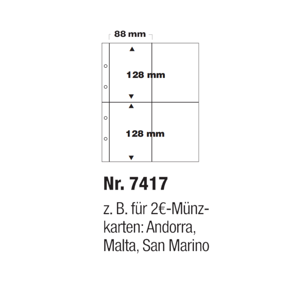 Premium-Blatt für 2€-Münzkarten 128mm x 88 mm